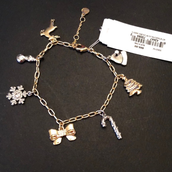 Alex + Ani Shiny Gold Tone Holiday Cheer Multi Charm Bracelet 7 Charms NWT - Picture 2 of 12